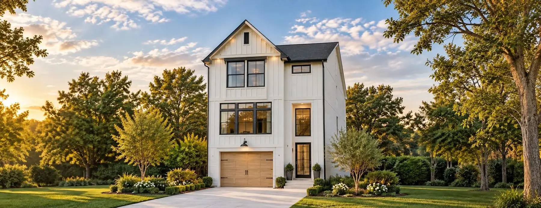 Three-story townhome with a front garage